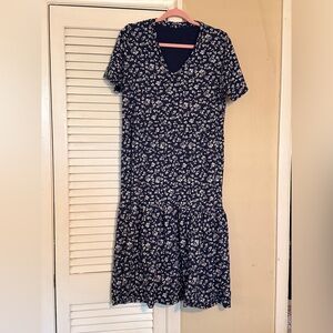 Navy Floral Midi Dress